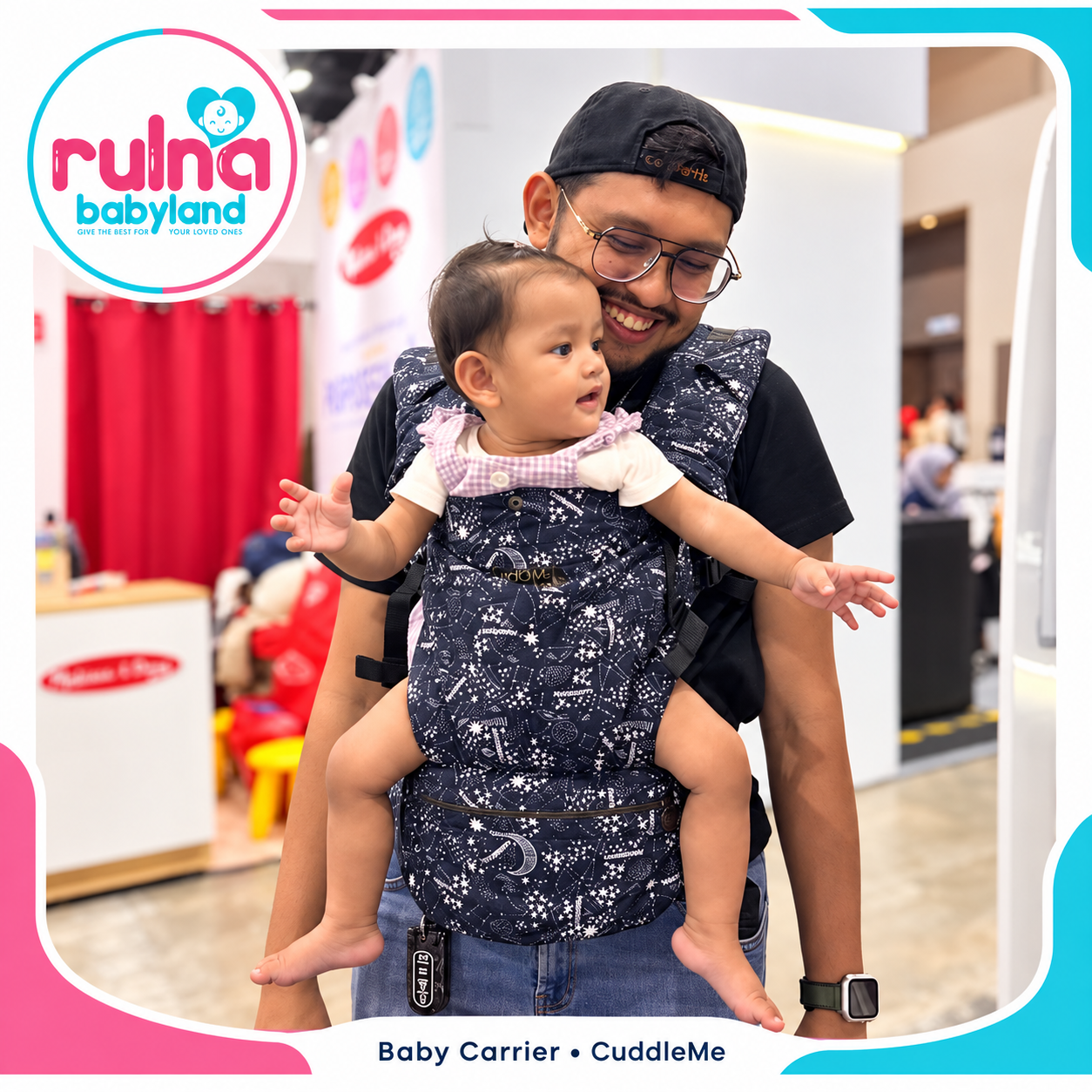 Ayah dan baby bersama Cuddle Me Ultimo bercorak bintang